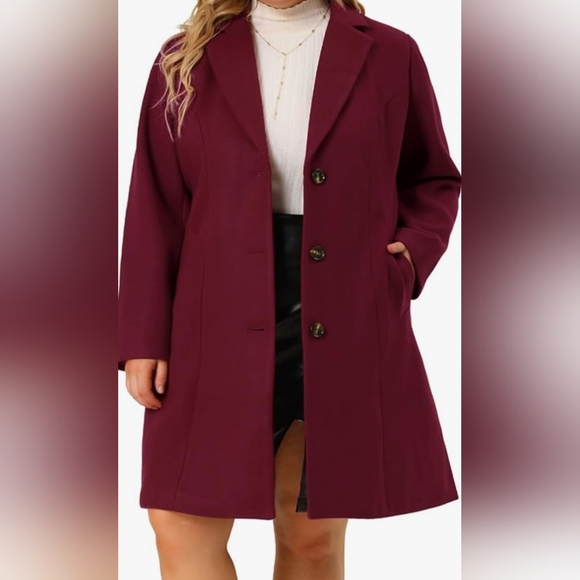 AGNES Orinda Dress Coat Burgundy/ Wine 2X - Picture 1 of 11